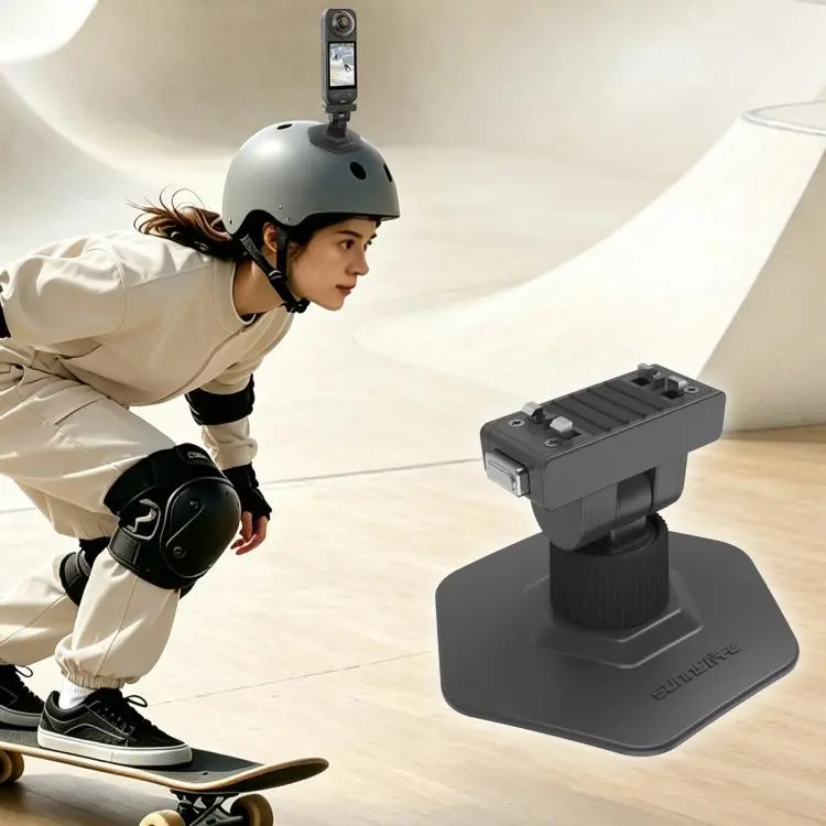 Sunnylife Magnetic Flexible Adhesive Helmet Mount Base Quick-Release Action Camera Holder For Insta360 X4 Air / X5 / Ace / Ace Pro 2 / 1 (Black)