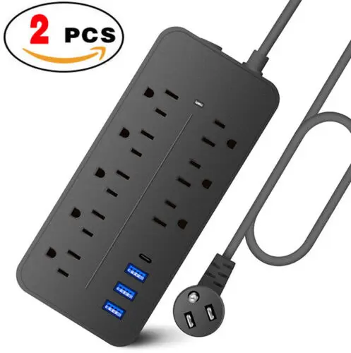 Swtek Essentials™ 12-in-1 Surge Protector Power Strip – 8 AC & 4 USB