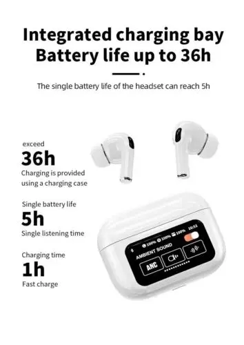 Swtek Essentials™ A9 Pro ANC Wireless Earbuds with Smart Touchscreen Case