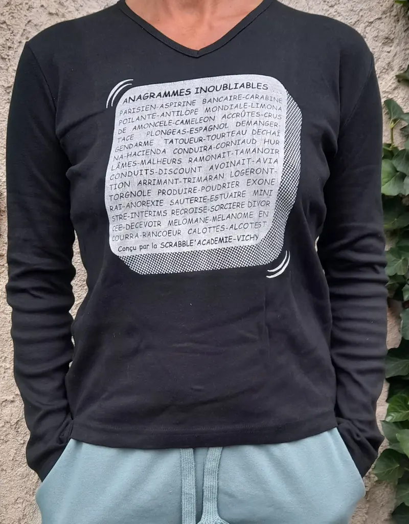 T-Shirt adulte "Anagrammes inoubliables" col en V