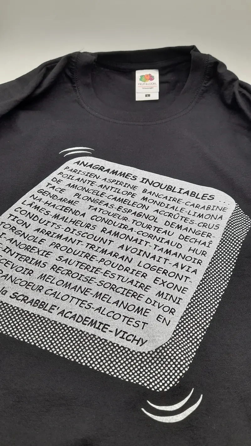 T-Shirt adulte "Anagrammes inoubliables" col rond