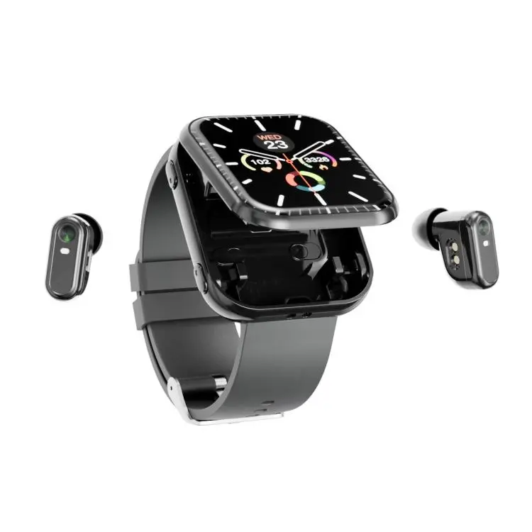 T1 TWS Headphones Smart Watch, 1.8 inch Square Screen, Support Bluetooth Call / Heart Rate(Black)