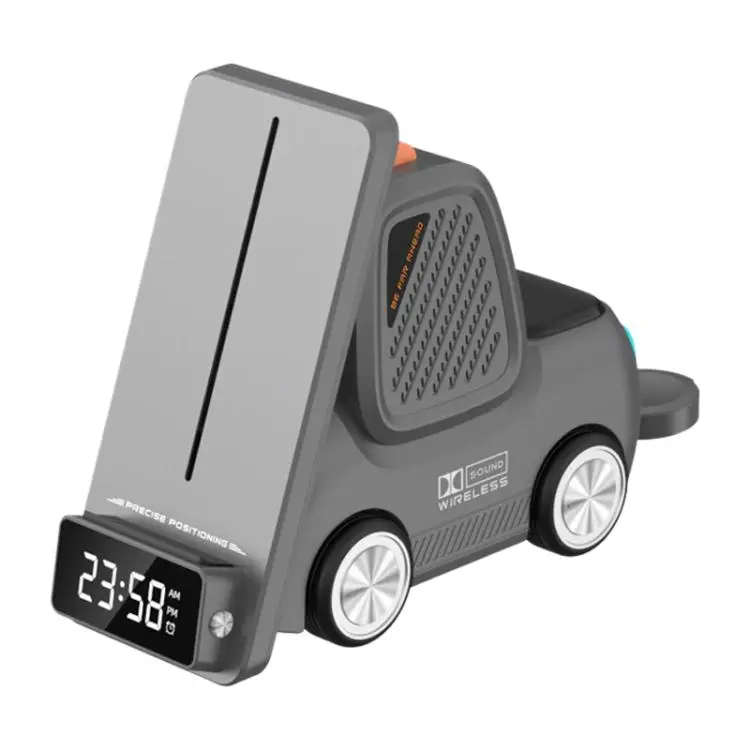 T30 6-in-1 Multifunctional Wireless Charger Car-Style Desktop Phone Holder(Grey)