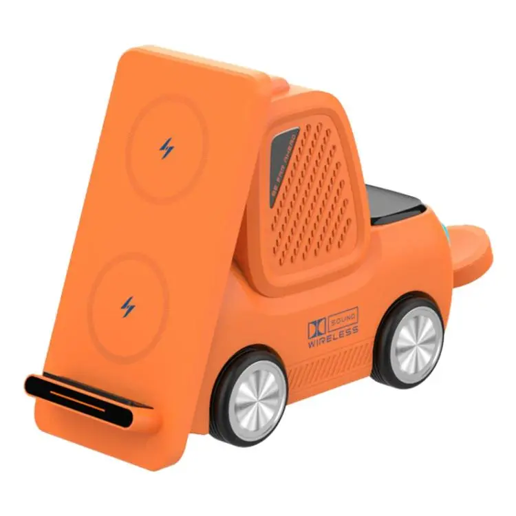 T30S 5-in-1 Multifunctional Wireless Charger Car-Style Desktop Phone Holder(Orange)