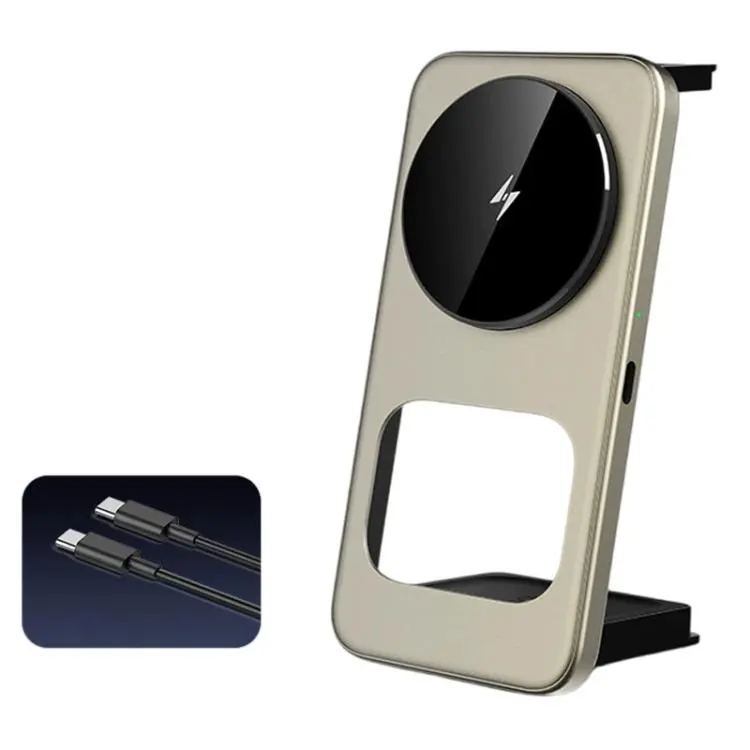 T40 15W 3-in-1 Ultra-Slim Foldable Magnetic Wireless Charging Stand(Metallic Gold)