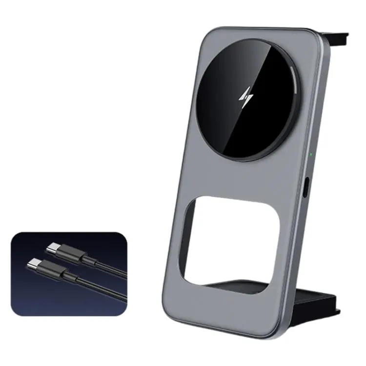 T40 15W 3-in-1 Ultra-Slim Foldable Magnetic Wireless Charging Stand(Metallic Grey)