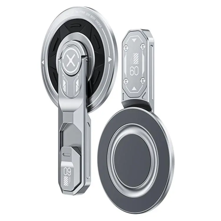 T9 Double Sided Adhesive Ring Grip 360 Degree Rotation Folding Magnetic Phone Holder(Silver)