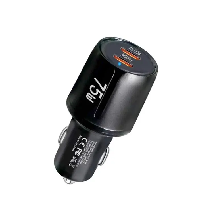 TE-P66 75W Type-C x 2 PD45W Dual Port Fast Charging Car Charger(Black)