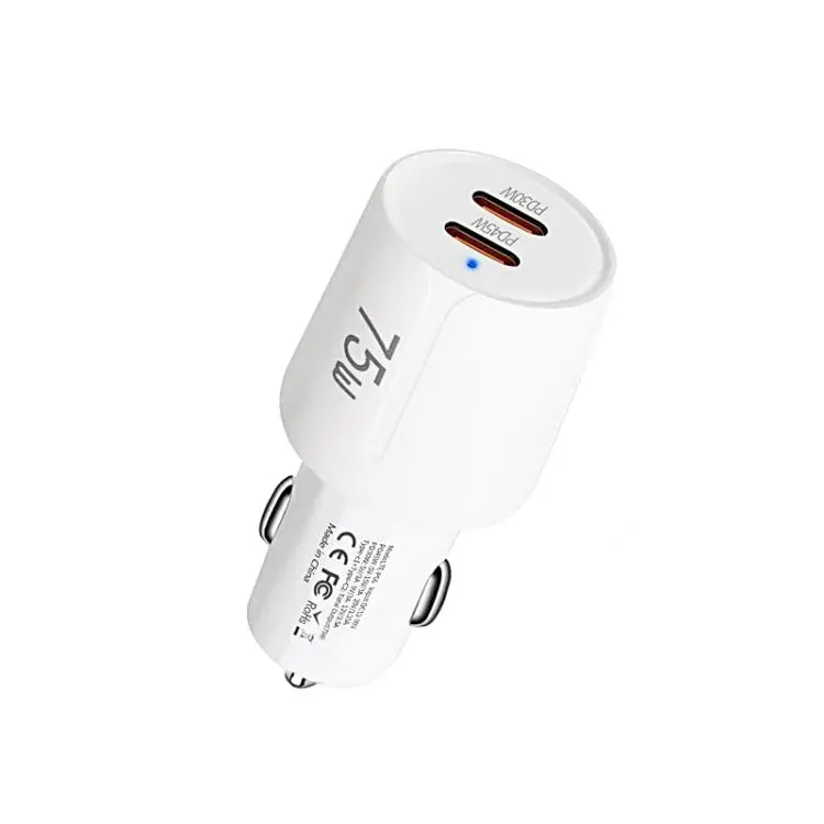 TE-P66 75W Type-C x 2 PD45W Dual Port Fast Charging Car Charger(White)