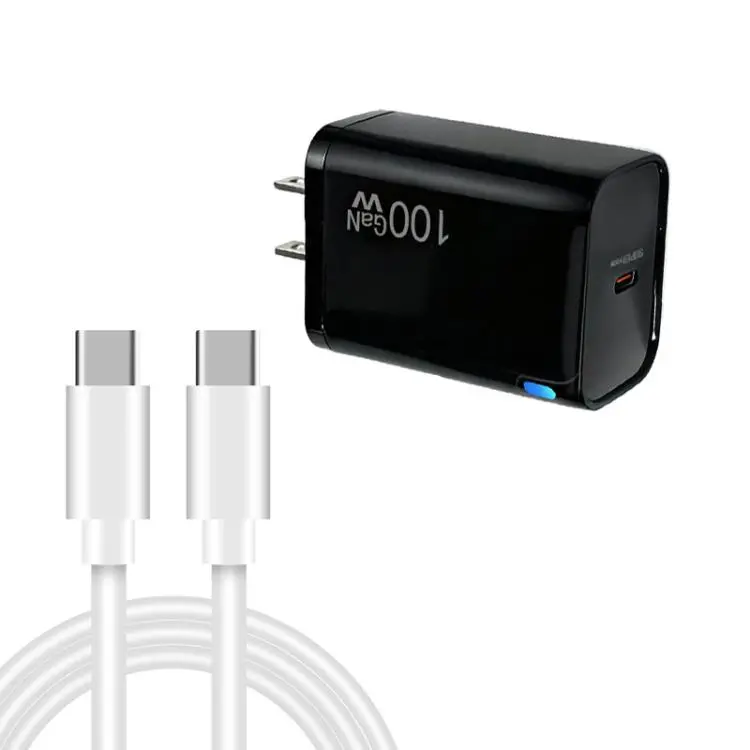 TE-PD46 GaN 100W PD 45W Fully Compatible Charger with Type-C to Type-C Data Cable,US Plug(Black)