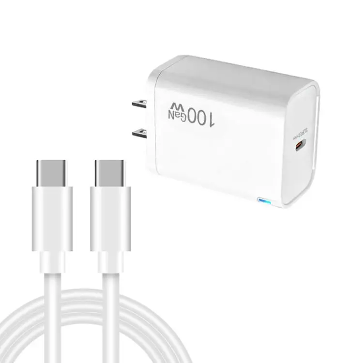 TE-PD46 GaN 100W PD 45W Fully Compatible Charger with Type-C to Type-C Data Cable,US Plug(White)