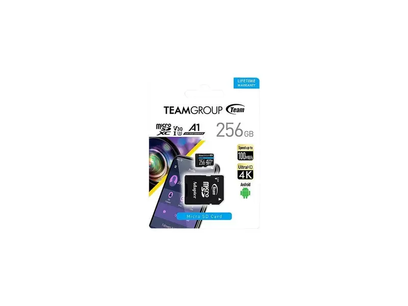 TeamGroup Elite 256GB microSDXC – UHS-I U3, V30, A1, 4K UHD | 100MB/s with SD Adapter