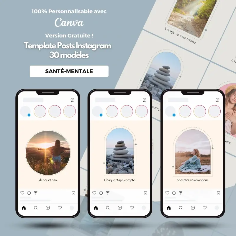 Templates PLR Posts Instagram Santé Mentale