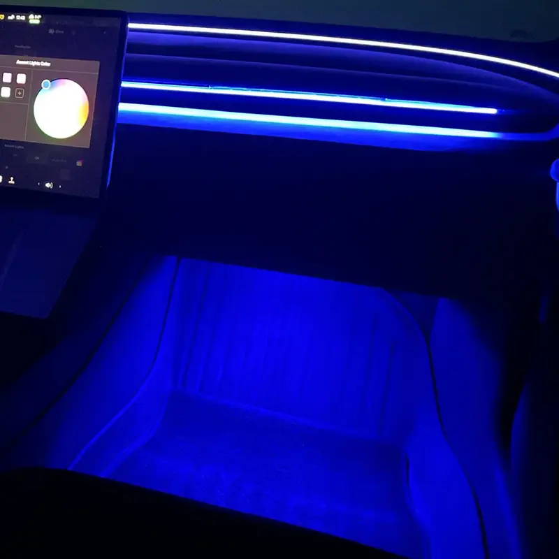 Tesline Éclairages de plancher avant multicolores — Model 3 · Model Y