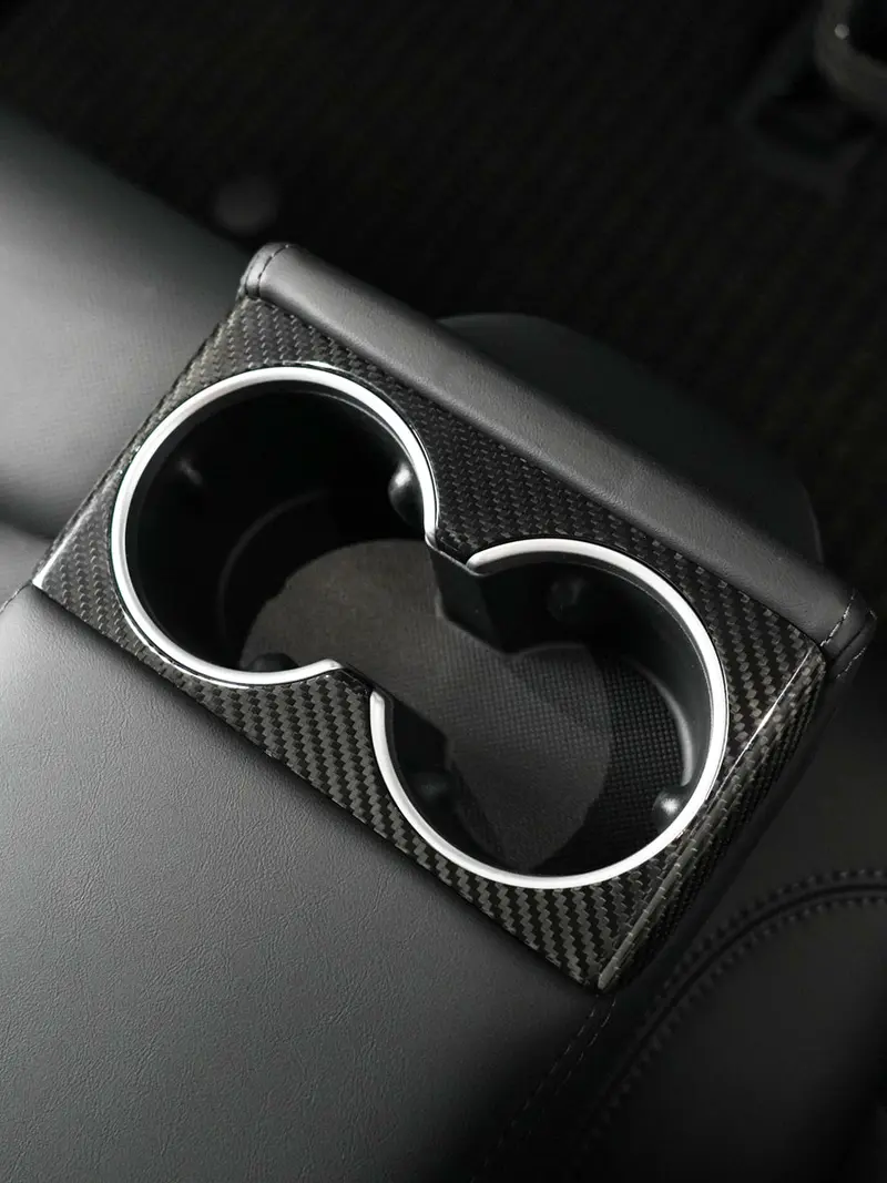 Tesline Façade de porte-gobelets arrière carbone — Model 3 Highland