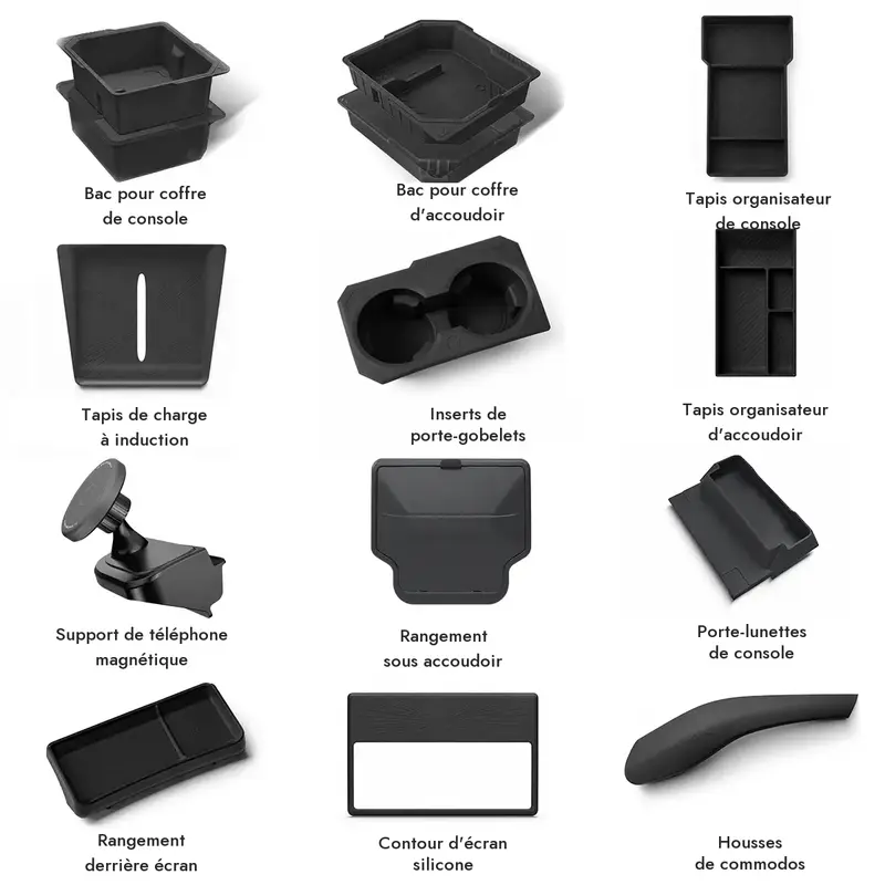 Tesline Kit de rangement d'habitacle — Model 3 · Model Y (toutes générations)