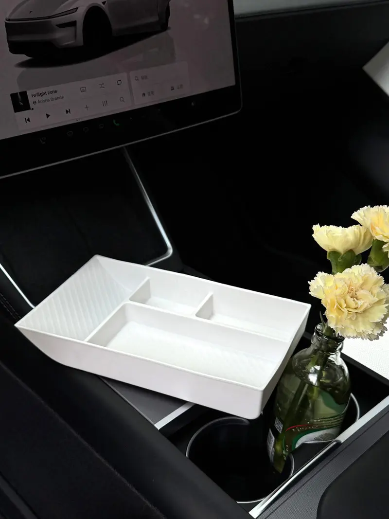 Tesline Tapis organisateur & antidérapants de console centrale silicone – Model Y (2025+)
