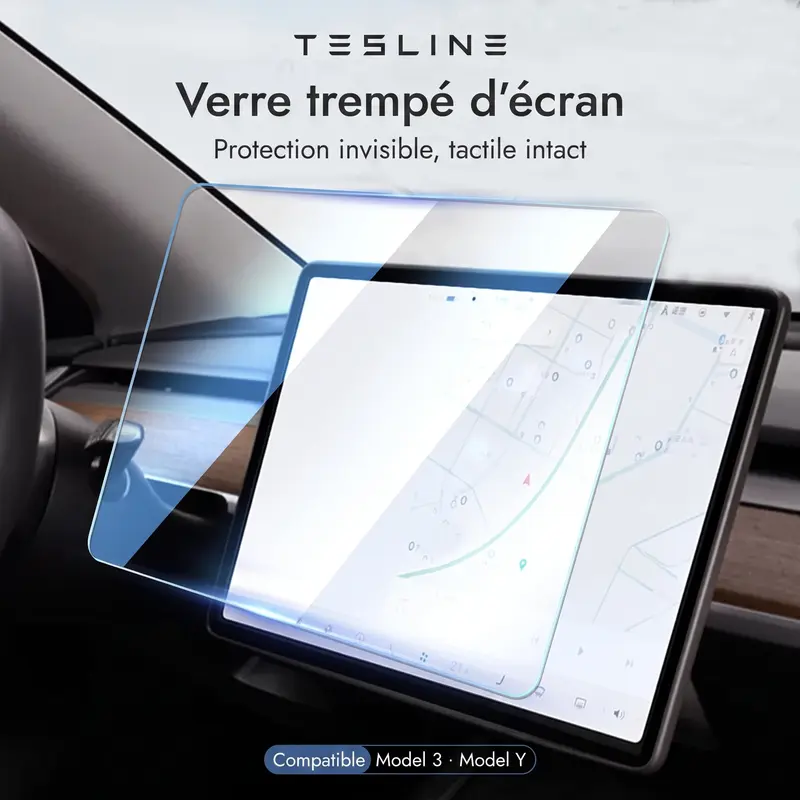 Tesline Verre trempé d'écran — Model 3 · Model Y