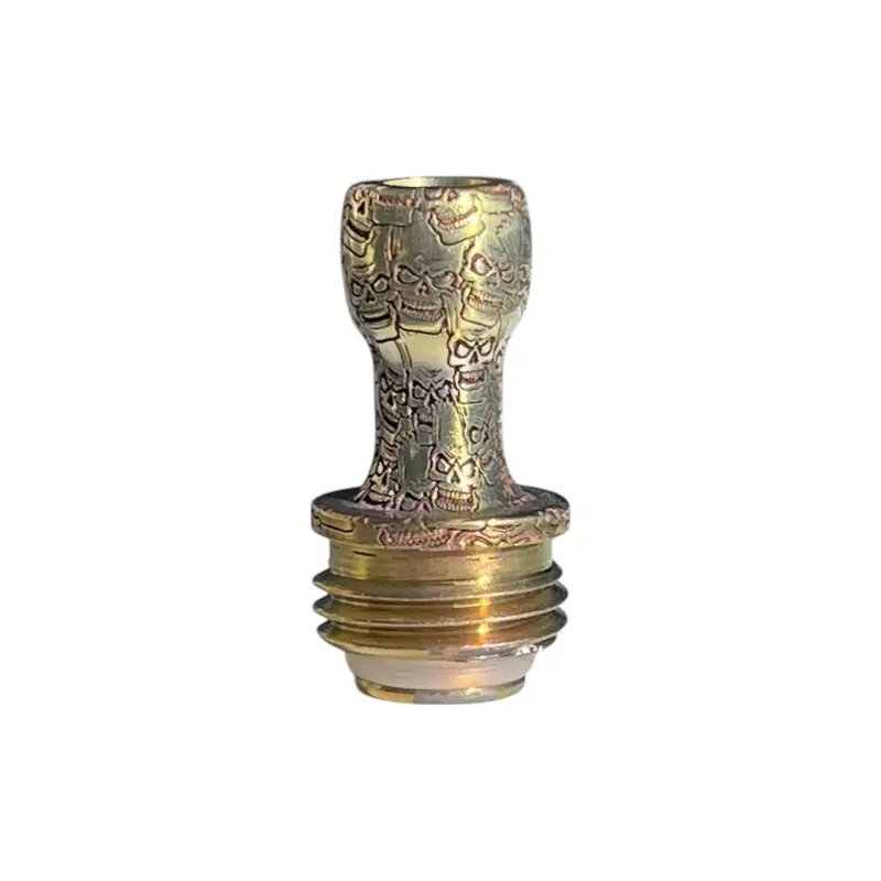 Titanium Boro Drip Tip - GOLD BART SKULLS