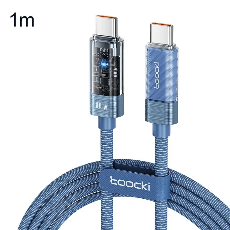 Toocki 100W USB-C / Type-C to USB-C / Type-C Cable Smart Power Off Auto Disconnect Transparent Charging Cord, Length