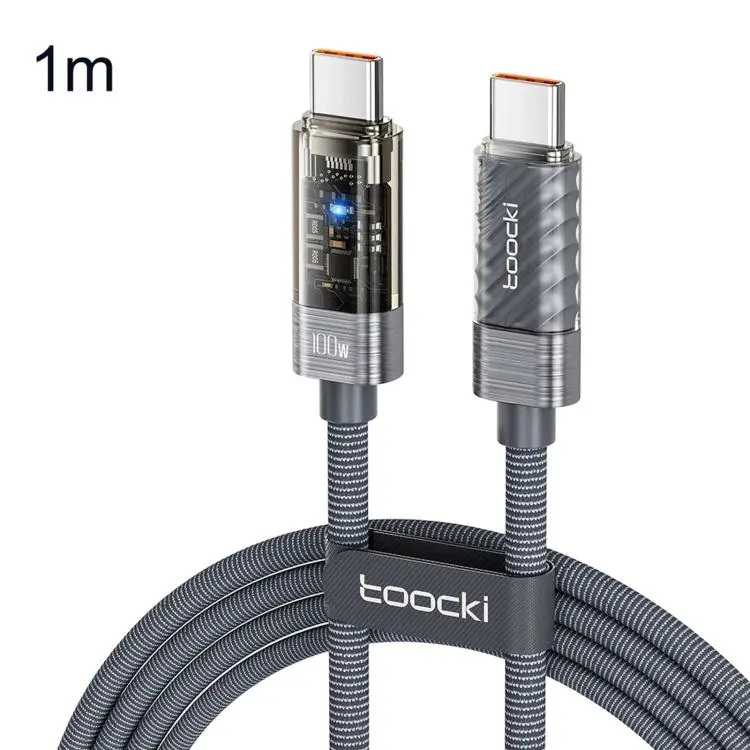 Toocki 100W USB-C / Type-C to USB-C / Type-C Cable Smart Power Off Auto Disconnect Transparent Charging Cord, Length