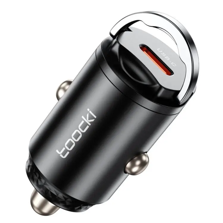 Toocki 45W USB-C Car Charger Mini Pull Ring Type-C Car Adapter Invisible Flush Fit PD PPS Fast Charging(Black)