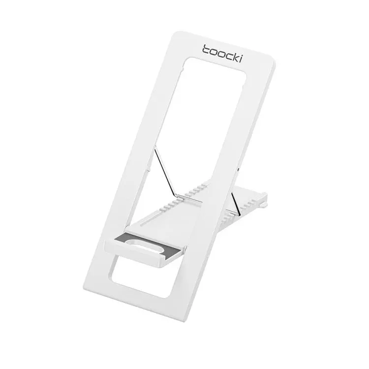 Toocki Foldable Phone Stand for Desk 4mm Ultra-Thin Portable Cell Phone Holder Multi-Angle Travel Pocket Dock(White)