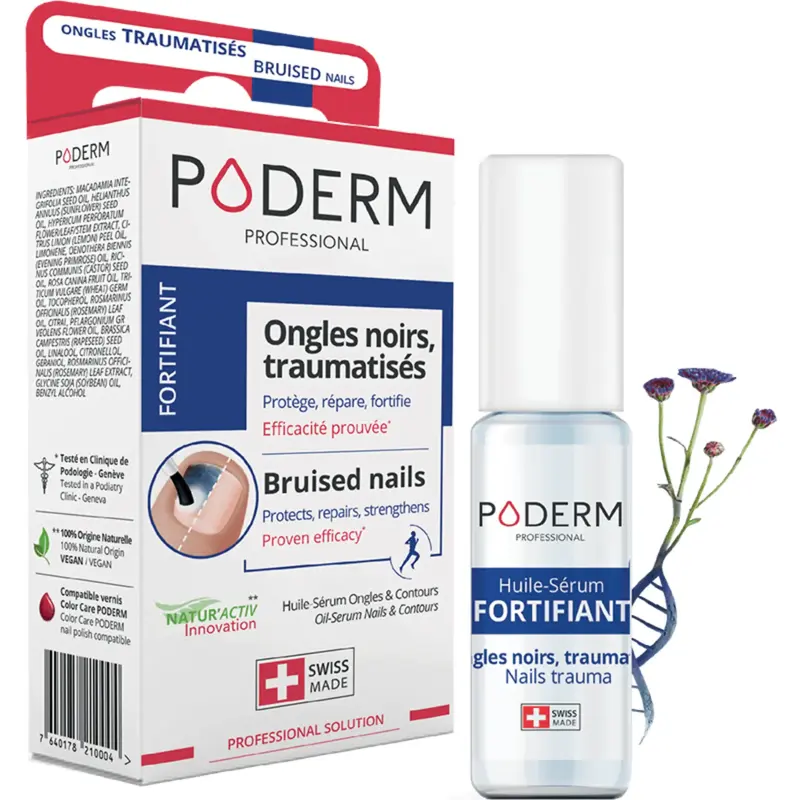 Traitement Sérum Ongles noirs, traumatisés - 8 ml - Fortifiant - Poderm Professional