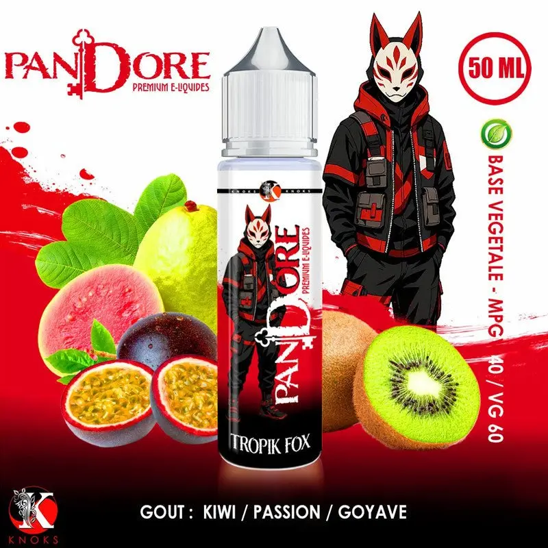 Tropik Fox 50ml Pandore - Knoks - Passion Kiwi Goyave Extra Frais 0mg