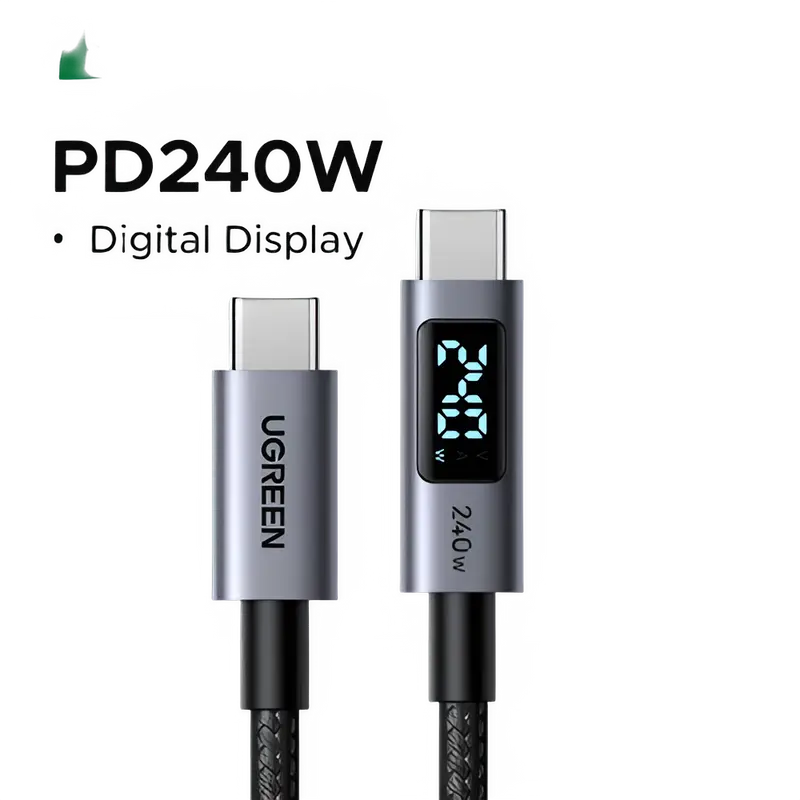 UGREEN 240W USB-C to USB-C Cable with Digital Display – PD 3.1 Fast Charging (1m)