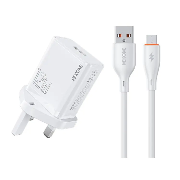 UK Plug WK WP-U76 Kinkong 12W USB Charger Set(with Micro Cable)