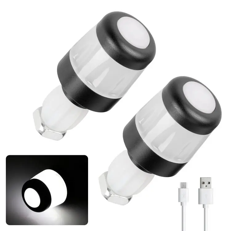 ULIP USB Rechargeable Bike Handlebar End Lights LED Safety Warning Signal Lamps for 22mm Bar Grips(Black White)