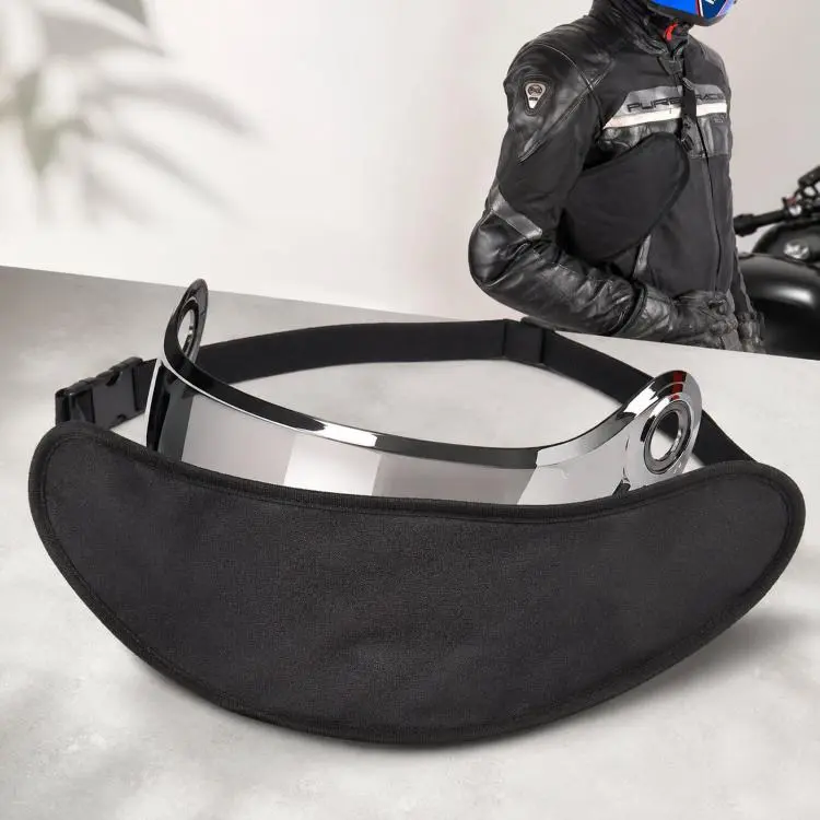 Universal Motorcycle Helmet Visor Bag Scratch-Proof Shield Carrying Pouch with Adjustable Waist Strap(Black)