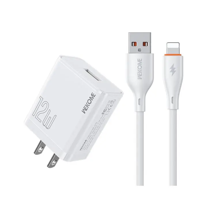 US Plug WK WP-U76 Kinkong 12W USB Charger Set(with 8 Pin Cable)