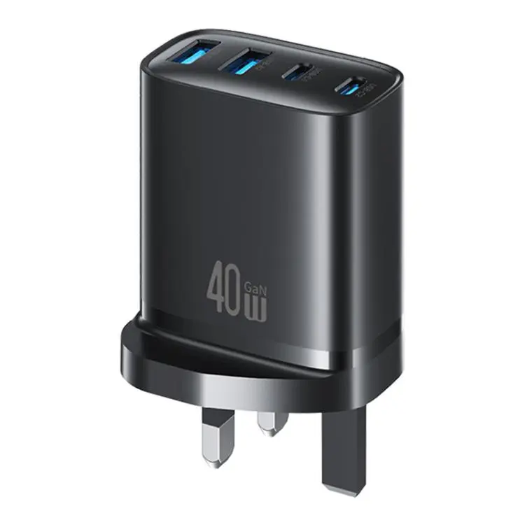 USAMS CC332 T70 40W Dual USB-A and Dual USB-C / Type-C 4-Port GaN Fast Charger, Plug