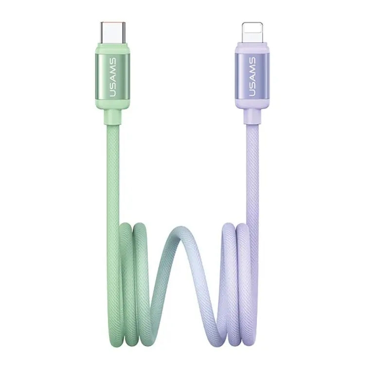 USAMS SJ757 30W Type-C to 8 Pin Dual Color Aluminum Alloy Fast Charging Data Cable, Length