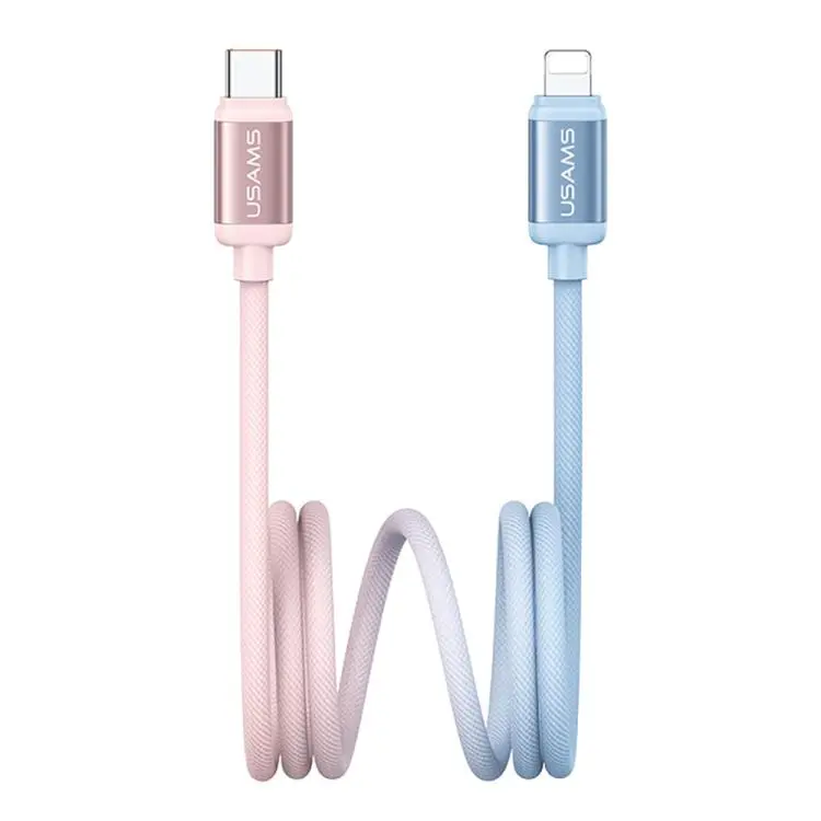 USAMS SJ757 30W Type-C to 8 Pin Dual Color Aluminum Alloy Fast Charging Data Cable, Length
