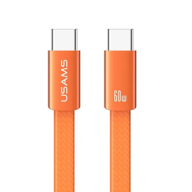 USAMS SJ783 U96 1.2m 60W USB-C / Type-C to USB-C / Type-C Aluminum Alloy Fast Charging Data Cable(Orange)