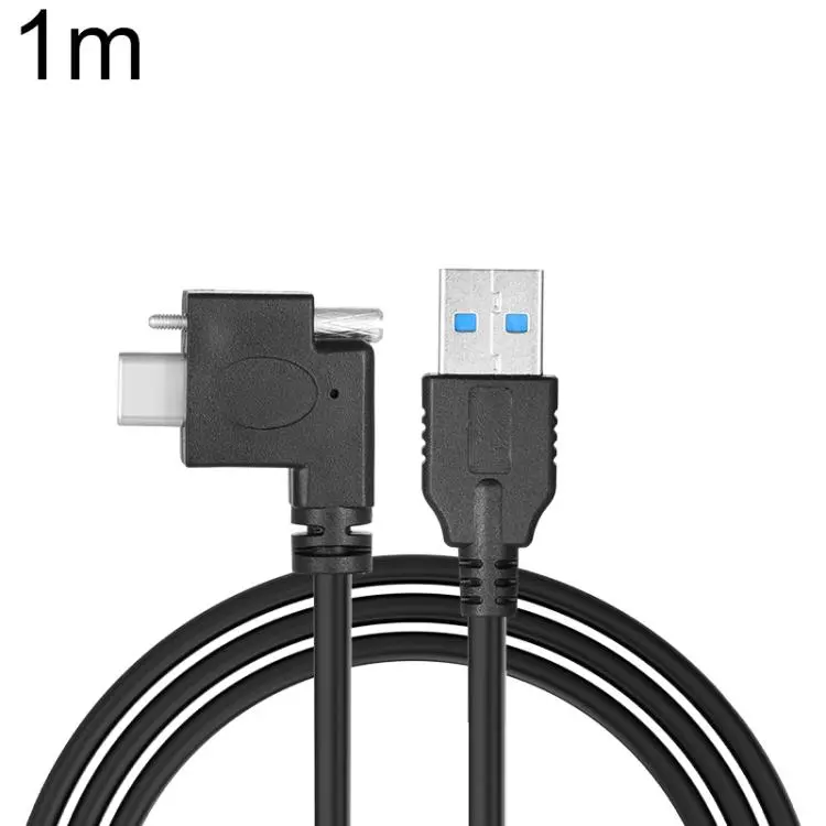 USB 3.0 Male to Left Angle USB-C / Type-C 3.1 Data Cable with Screw-lock, Length