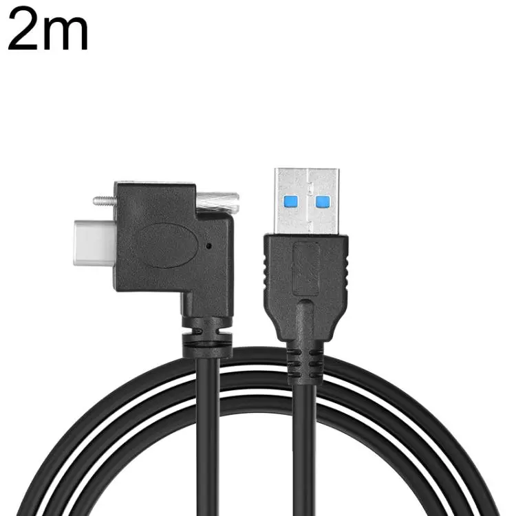 USB 3.0 Male to Left Angle USB-C / Type-C 3.1 Data Cable with Screw-lock, Length
