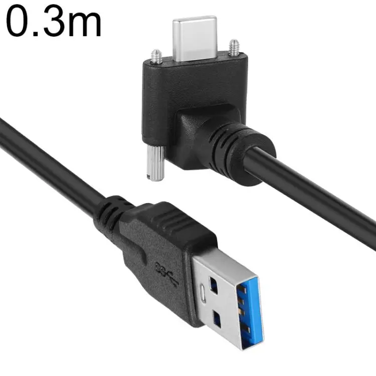 USB 3.0 Male to Up Angle USB-C / Type-C 3.1 Data Cable with Screw-lock, Length