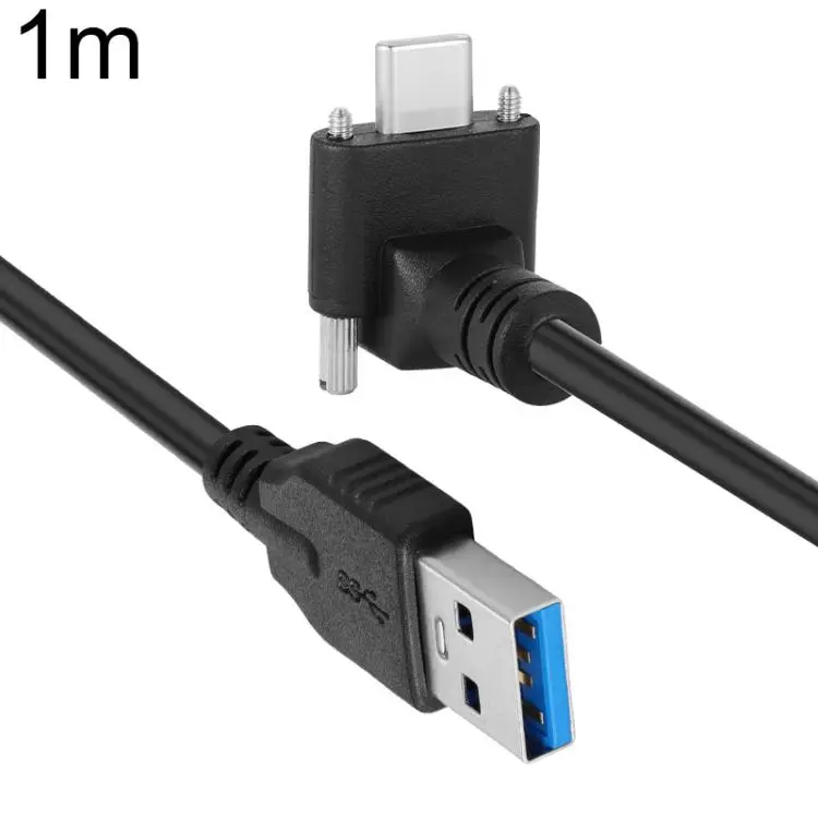 USB 3.0 Male to Up Angle USB-C / Type-C 3.1 Data Cable with Screw-lock, Length