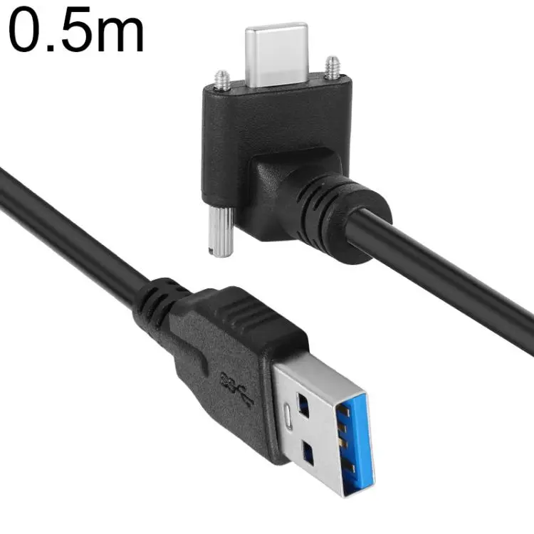 USB 3.0 Male to Up Angle USB-C / Type-C 3.1 Data Cable with Screw-lock, Length