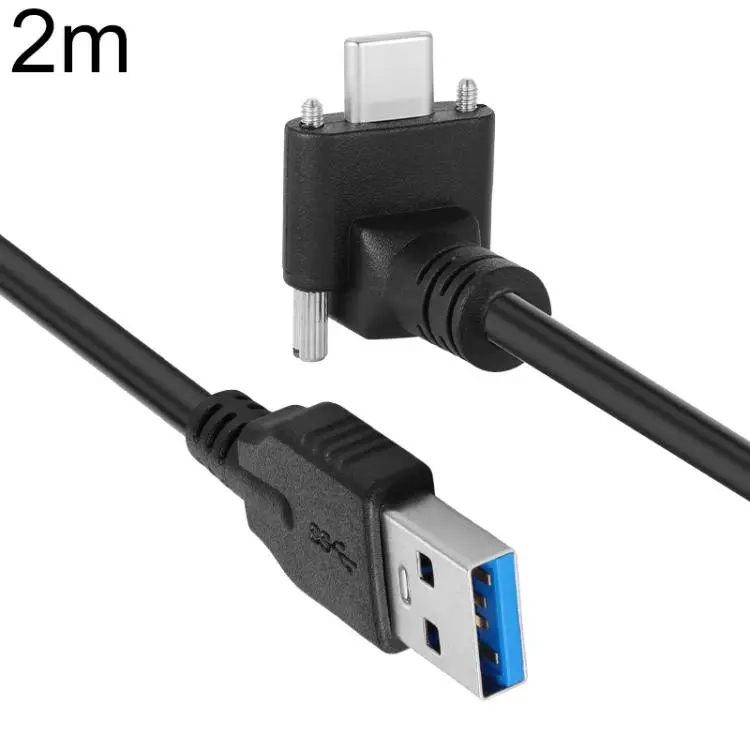 USB 3.0 Male to Up Angle USB-C / Type-C 3.1 Data Cable with Screw-lock, Length