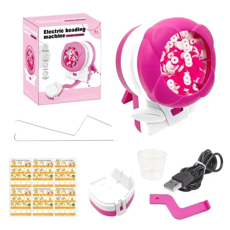 USB Interface Manual DIY Automatic Beading Machine(Pink)