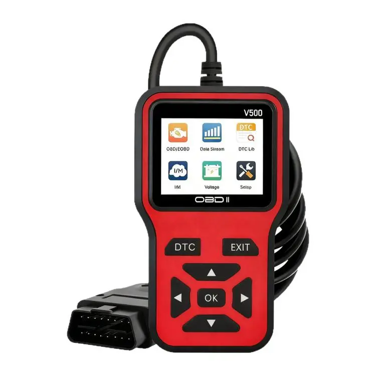 V500 Car OBDII Diagnostic Scanner, Engine Fault Code Reader(Black Red)