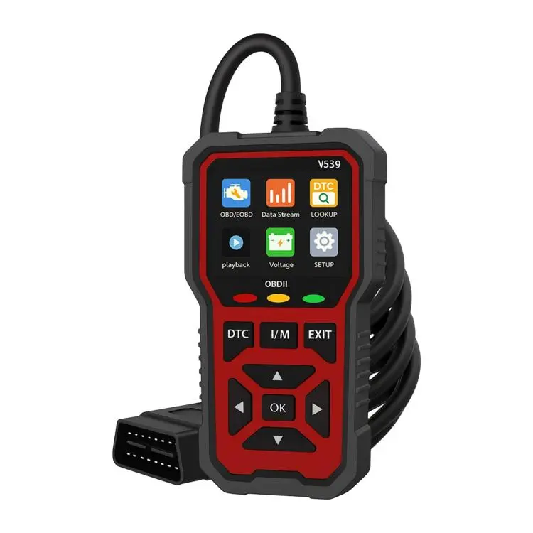 V539 Car Code Reader OBD2 Fault Detector Multifunctional Fault Code Clearing Scanner(Black Red)