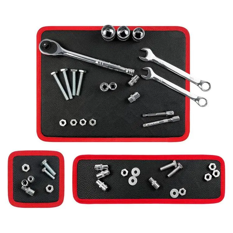 Vegan Leather Magnetic Tools Storage Pad 3 Pcs(Red)