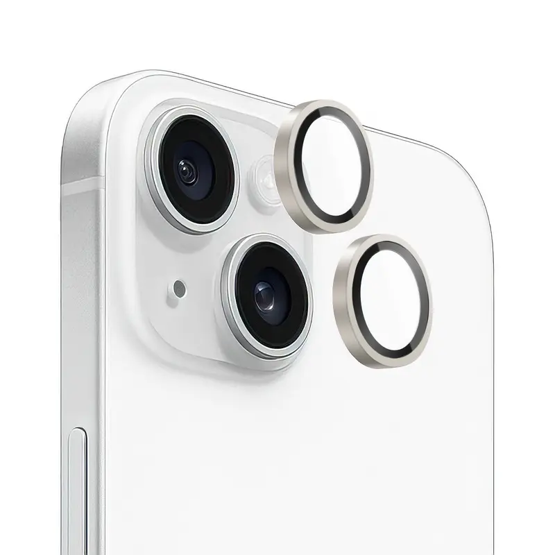 Verres Caméra Métalliques Argent pour iPhone 15