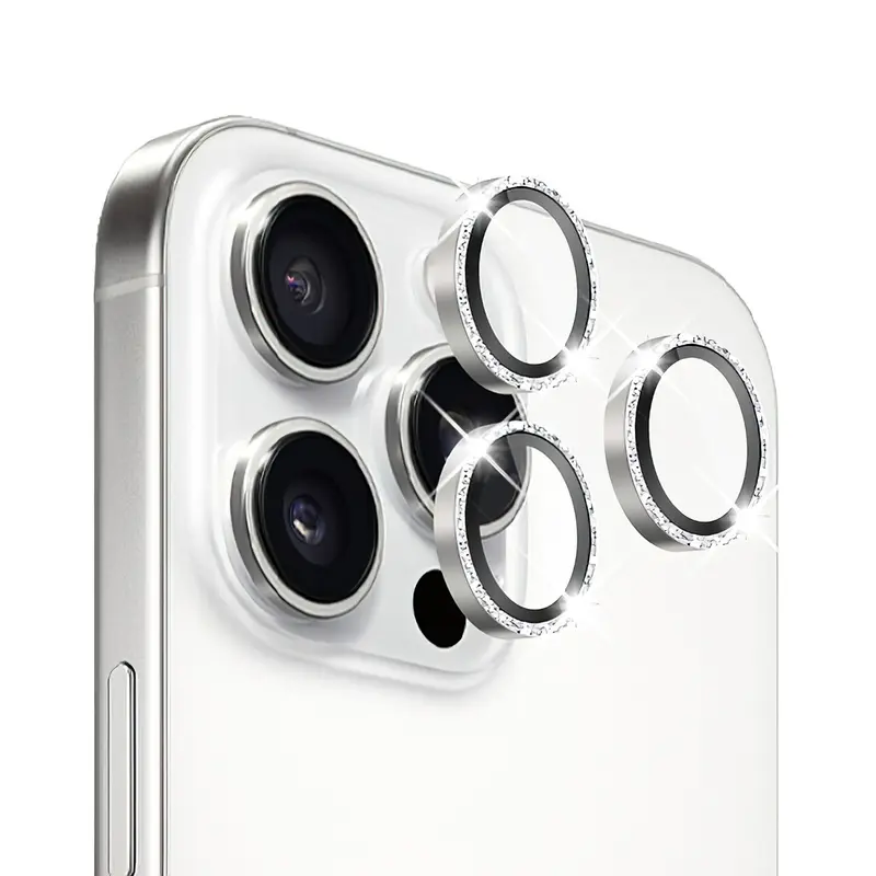Verres Caméra Pailletés Argent pour iPhone 16 Pro